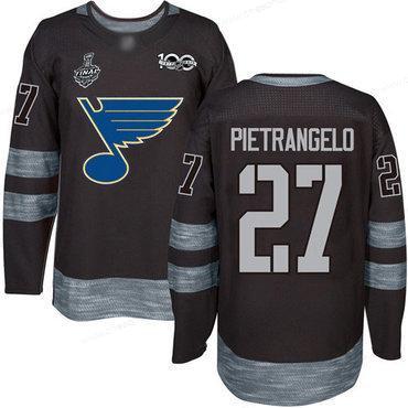 Men’s St. Louis Blues #27 Alex Pietrangelo Black 1917-2017 100Th Anniversary 2019 Stanley Cup Final Bound Stitched Hockey Jersey