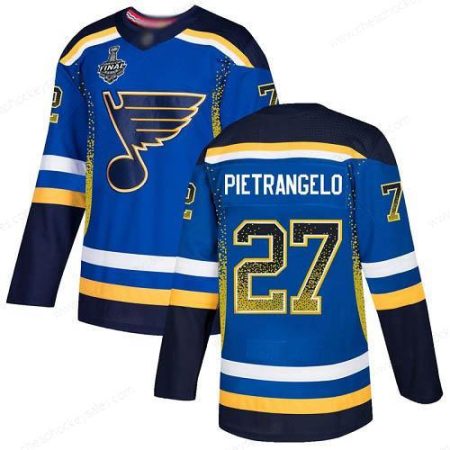 Men’s St. Louis Blues #27 Alex Pietrangelo Blue Home Authentic Drift Fashion 2019 Stanley Cup Final Bound Stitched Hockey Jersey