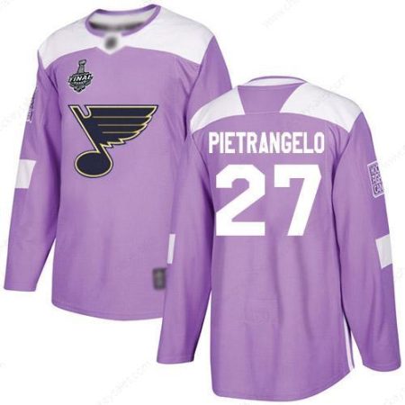 Men’s St. Louis Blues #27 Alex Pietrangelo Purple Authentic Fights Cancer 2019 Stanley Cup Final Bound Stitched Hockey Jersey