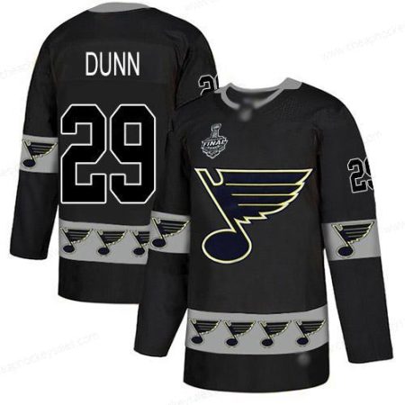 Men’s St. Louis Blues #29 Vince Dunn Black Authentic Team Logo Fashion 2019 Stanley Cup Final Bound Stitched Hockey Jersey