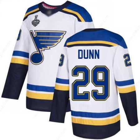 Men’s St. Louis Blues #29 Vince Dunn White Road Authentic 2019 Stanley Cup Final Bound Stitched Hockey Jersey