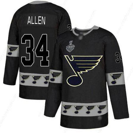 Men’s St. Louis Blues #34 Jake Allen Black Authentic Team Logo Fashion 2019 Stanley Cup Final Bound Stitched Hockey Jersey