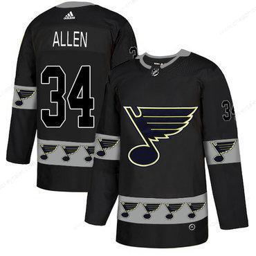 Men’s St. Louis Blues #34 Jake Allen Black Team Logos Fashion Adidas Jersey