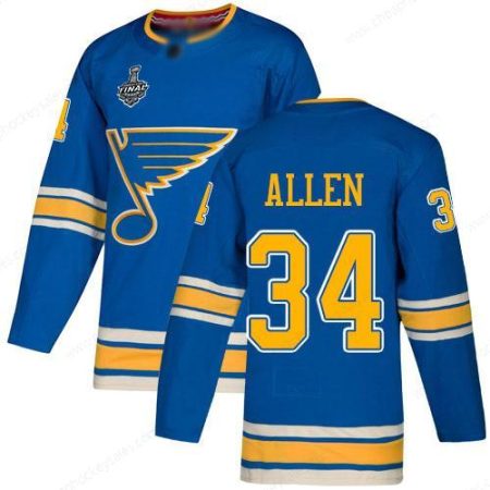 Men’s St. Louis Blues #34 Jake Allen Blue Alternate Authentic 2019 Stanley Cup Final Bound Stitched Hockey Jersey