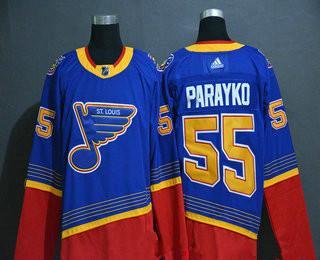 Men’s St. Louis Blues #55 Colton Parayko Blue Adidas Stitched NHL Throwback Jersey