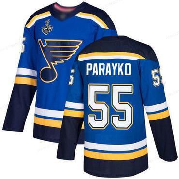 Men’s St. Louis Blues #55 Colton Parayko Blue Home Authentic 2019 Stanley Cup Final Bound Stitched Hockey Jersey