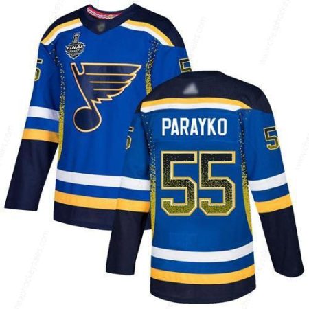 Men’s St. Louis Blues #55 Colton Parayko Blue Home Authentic Drift Fashion 2019 Stanley Cup Final Bound Stitched Hockey Jersey