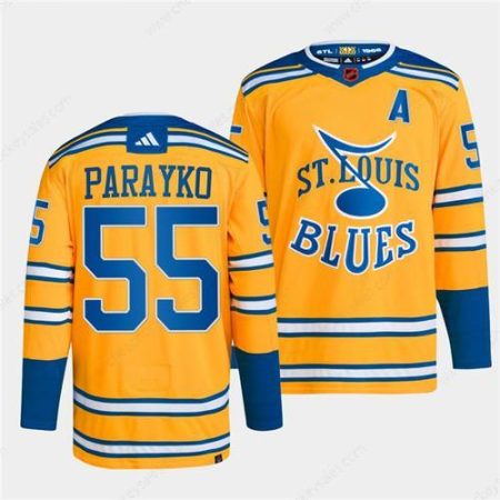 Men’s St. Louis Blues #55 Colton Parayko Yellow 2022-23 Reverse Retro Stitched Jersey