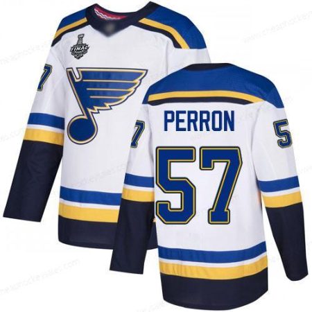 Men’s St. Louis Blues #57 David Perron White Road Authentic 2019 Stanley Cup Final Bound Stitched Hockey Jersey