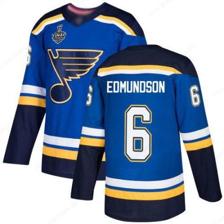 Men’s St. Louis Blues #6 Joel Edmundson Blue Home Authentic 2019 Stanley Cup Final Bound Stitched Hockey Jersey