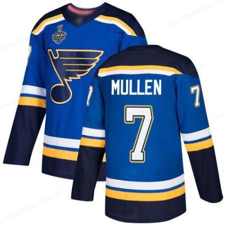 Men’s St. Louis Blues #7 Joe Mullen Blue Home Authentic 2019 Stanley Cup Final Bound Stitched Hockey Jersey