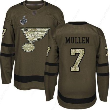 Men’s St. Louis Blues #7 Joe Mullen Green Salute To Service 2019 Stanley Cup Final Bound Stitched Hockey Jersey