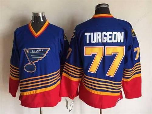 Men’s St. Louis Blues #77 Pierre Turgeon 1995-96 Blue CCM Vintage Throwback Jersey