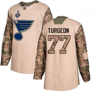 Men’s St. Louis Blues #77 Pierre Turgeon Camo Authentic 2017 Veterans Day 2019 Stanley Cup Final Bound Stitched Hockey Jersey