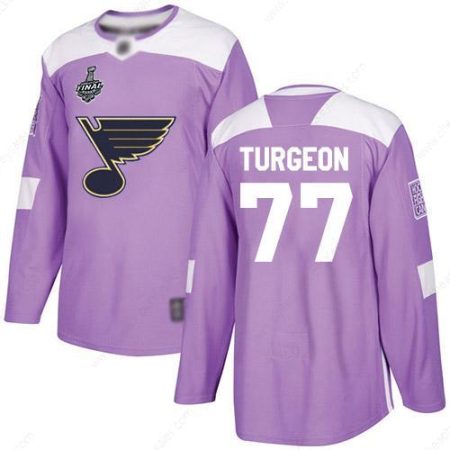 Men’s St. Louis Blues #77 Pierre Turgeon Purple Authentic Fights Cancer 2019 Stanley Cup Final Bound Stitched Hockey Jersey