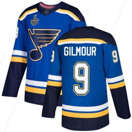 Men’s St. Louis Blues #9 Doug Gilmour Blue Home Authentic 2019 Stanley Cup Final Bound Stitched Hockey Jersey