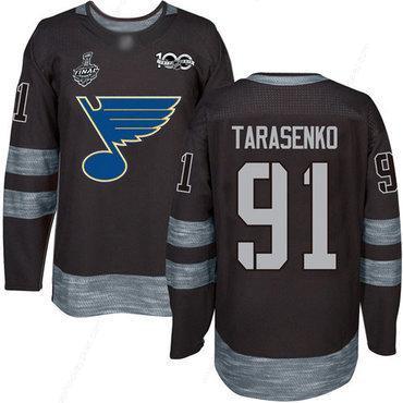 Men’s St. Louis Blues #91 Vladimir Tarasenko Black 1917-2017 100Th Anniversary 2019 Stanley Cup Final Bound Stitched Hockey Jersey