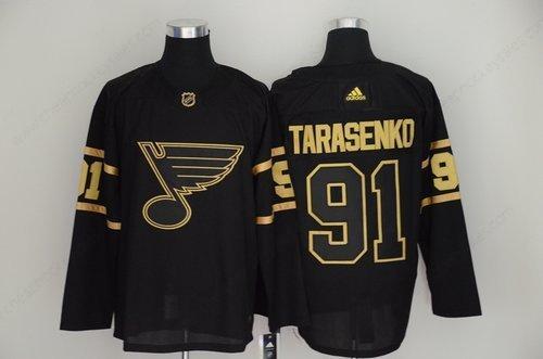 Men’s St. Louis Blues 91 Vladimir Tarasenko Black Gold Adidas Jersey