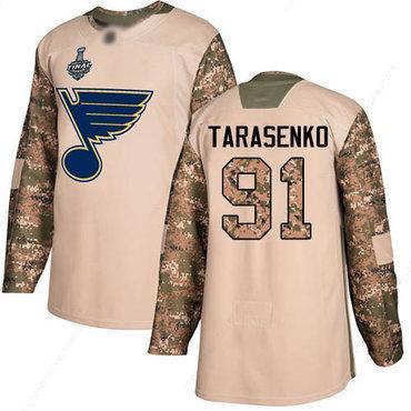 Men’s St. Louis Blues #91 Vladimir Tarasenko Camo Authentic 2017 Veterans Day 2019 Stanley Cup Final Bound Stitched Hockey Jersey