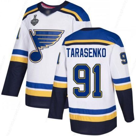 Men’s St. Louis Blues #91 Vladimir Tarasenko White Road Authentic 2019 Stanley Cup Final Bound Stitched Hockey Jersey