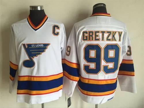 Men’s St. Louis Blues #99 Wayne Gretzky 1998-99 White CCM Vintage Throwback Jersey