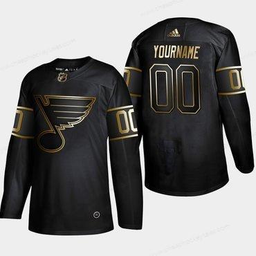 Men’s St. Louis Blues Customized Black Gold Adidas Jersey