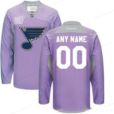 Men’s St. Louis Blues Purple Pink Custom Reebok Hockey Fights Cancer Practice Jersey