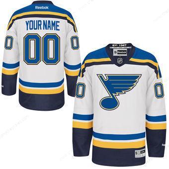 Men’s St. Louis Blues Reebok White Premier Away Custom Jersey