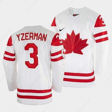 Men’s Steve Yzerman Canada Hockey White 2022 Winter Olympic #3 Salt Lake City Jersey