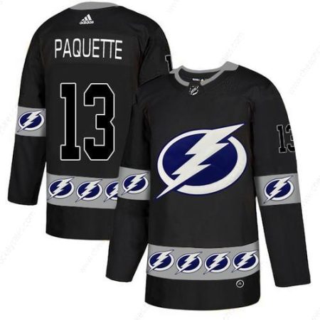 Men’s Tampa Bay Lightning #13 Cedric Paquette Black Team Logos Fashion Adidas Jersey