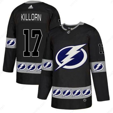 Men’s Tampa Bay Lightning #17 Alex Killorn Black Team Logos Fashion Adidas Jersey