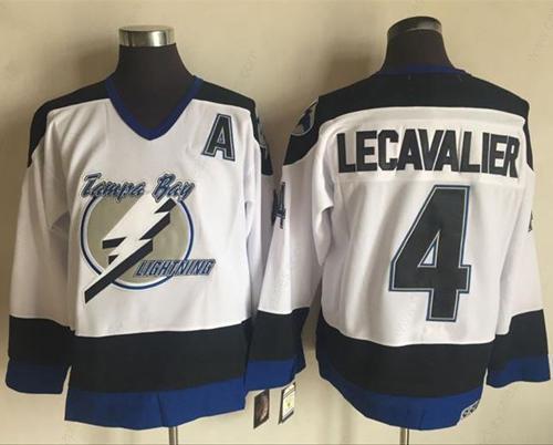 Men’s Tampa Bay Lightning #4 Vincent Lecavalier White 2003-04 Throwback Stitched NHL CCM Vintage Jersey