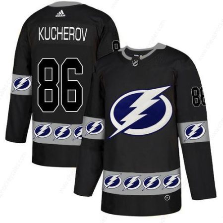 Men’s Tampa Bay Lightning #66 Nikita Kucherov Black Team Logos Fashion Adidas Jersey