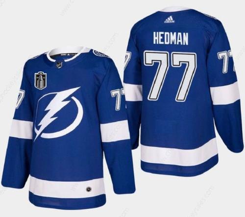 Men’s Tampa Bay Lightning #77 Victor Hedman 2022 Blue Stanley Cup Final Patch Stitched Jersey