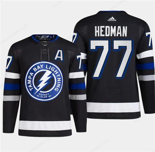 Men’s Tampa Bay Lightning #77 Victor Hedman Black 2024 Stadium Series Stitched Jersey