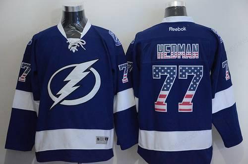 Men’s Tampa Bay Lightning #77 Victor Hedman Usa Flag Fashion Blue Jersey