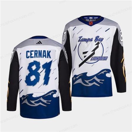 Men’s Tampa Bay Lightning #81 Erik Cernak White 2022 Reverse Retro Stitched Jersey