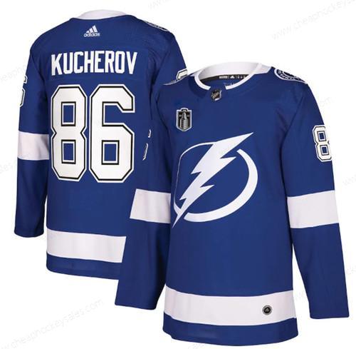 Men’s Tampa Bay Lightning #86 Nikita Kucherov 2022 Blue Stanley Cup Final Patch Stitched Jersey