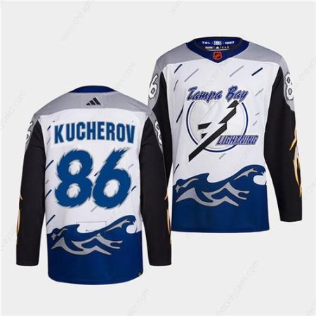 Men’s Tampa Bay Lightning #86 Nikita Kucherov White 2022 Reverse Retro Stitched Jersey