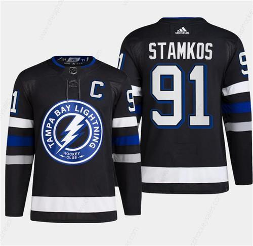 Men’s Tampa Bay Lightning #91 Steven Stamkos Black 2024 Stadium Series Stitched Jersey