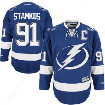 Men’s Tampa Bay Lightning #91 Steven Stamkos Reebok Blue Home Captain Premier Jersey