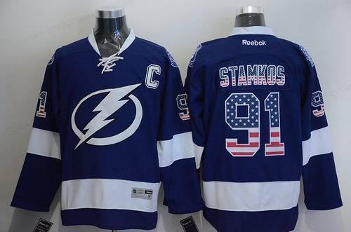 Men’s Tampa Bay Lightning #91 Steven Stamkos Usa Flag Fashion Blue Jersey