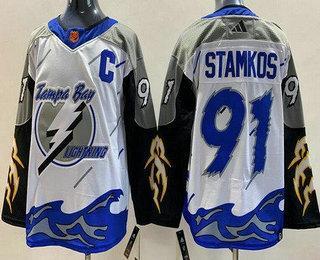 Men’s Tampa Bay Lightning #91 Steven Stamkos White 2022 Reverse Retro Authentic Jersey