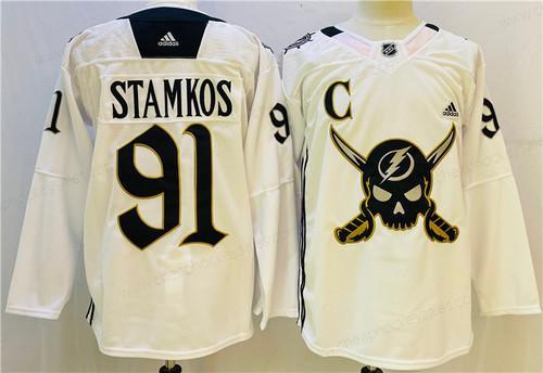Men’s Tampa Bay Lightning #91 Steven Stamkos White Stitched Jersey