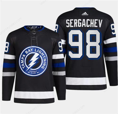 Men’s Tampa Bay Lightning #98 Mikhail Sergachev Black 2024 Stadium Series Stitched Jersey