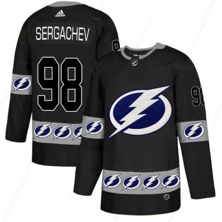 Men’s Tampa Bay Lightning #98 Mikhail Sergachev Black Team Logos Fashion Adidas Jersey