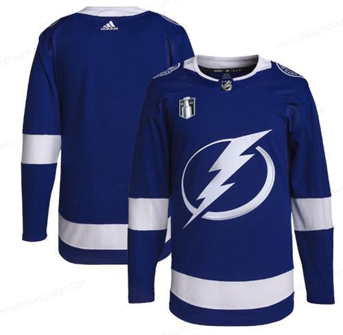 Men’s Tampa Bay Lightning Blank 2022 Blue Stanley Cup Final Patch Stitched Jersey