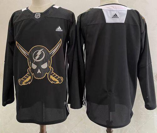 Men’s Tampa Bay Lightning Blank Black Pirate Themed Warmup Authentic Jersey