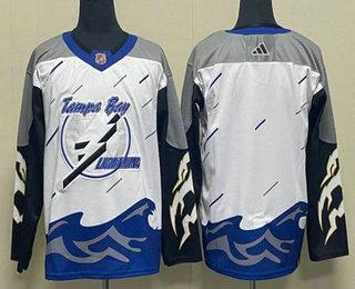 Men’s Tampa Bay Lightning Blank White 2022 Reverse Retro Stitched Jersey