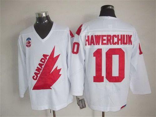 Men’s Team Canada #10 Dale Hawerchuk 1991 Olympic White CCM Vintage Throwback Jersey